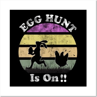 Retro Egg Hunt Is ON ! Funny Easter Posters and Art